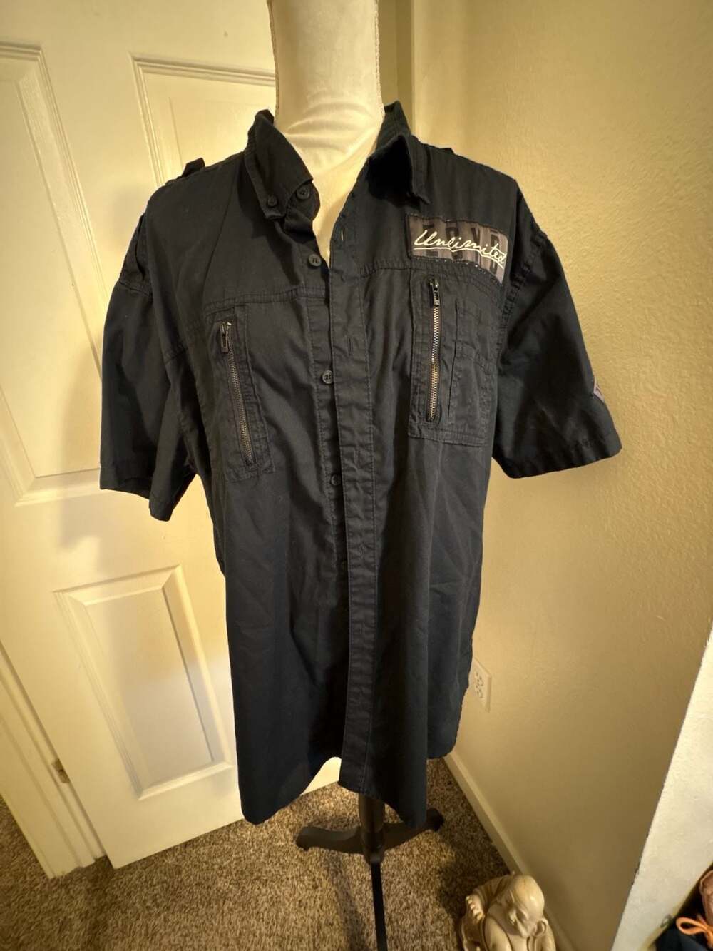 Y2K Streetwear Ecko Unltd Button Down Utility Shirt Black